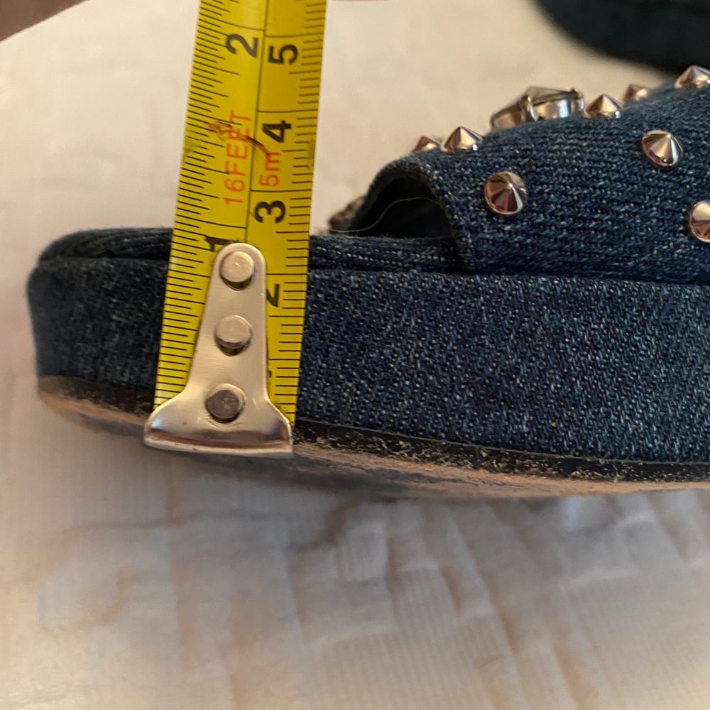Miu Miu Denim Crystal Chunky Heel Sandals 7* - Picture 12 of 12
